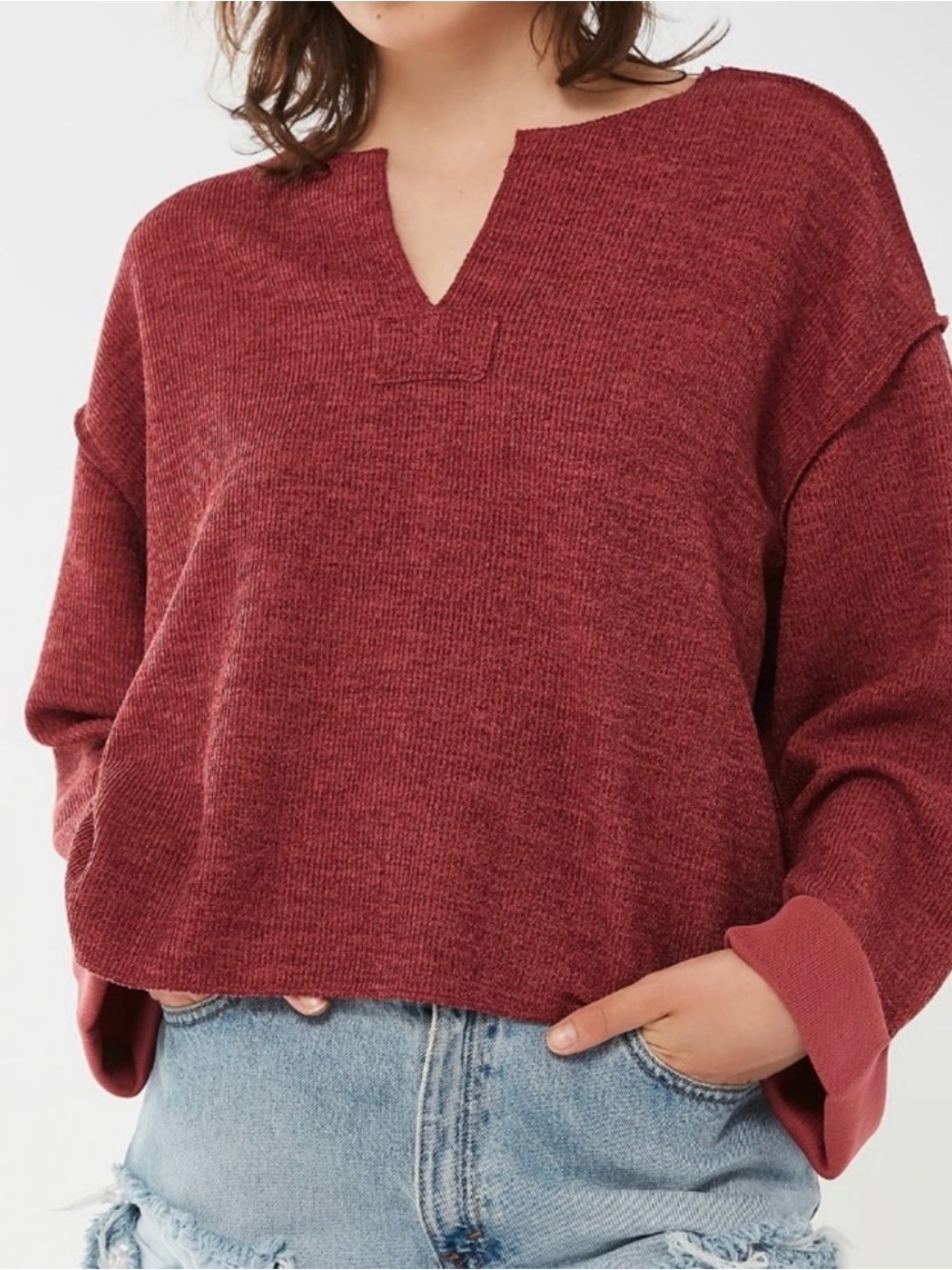 Urban Outfitters Jax Inside Out Notch Neck Top